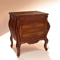 Classic Wooden Decorative Cabinet With Carved Details Two Drawers And Curved Legs