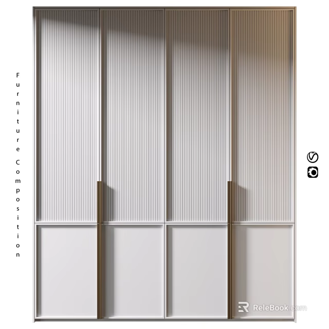 Modern Chest of Drawers With Vertical Striped Design and Sleek White Finish 3d model 
