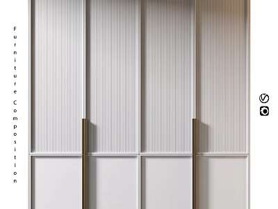 Modern Chest of Drawers With Vertical Striped Design and Sleek White Finish 3d model