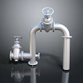 Silver Industrial Pipes With Mechanical Valves And Metal Structure Design