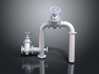 modern water pipe valve iron pipe 3d model