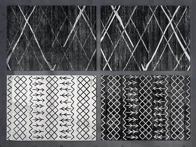 Set Of Square Rugs With Black And White Geometric Patterns For Home Decoration 3d model