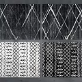 Set Of Square Rugs With Black And White Geometric Patterns For Home Decoration