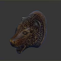 Copper Animal Head Sculpture With Detailed Textured Surface And Metallic Finish
