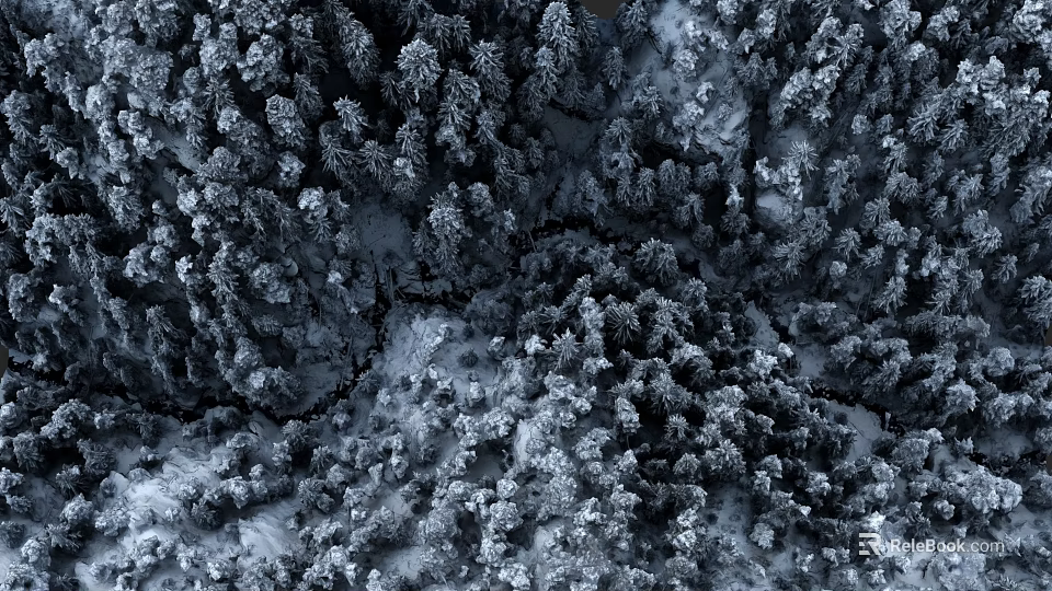 Microtopography In Snowy Forest With Snow Covered Trees And Undulating Terrain 3d model 