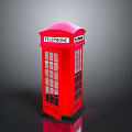 Red Telephone Booth Classic Architecture With Glass Windows And Iconic Design
