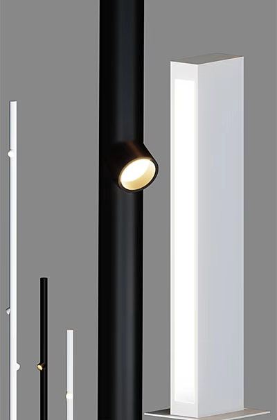 Sleek Black Outdoor Light Fixture With LED Bulb For Garden Pathway Decoration 3d model