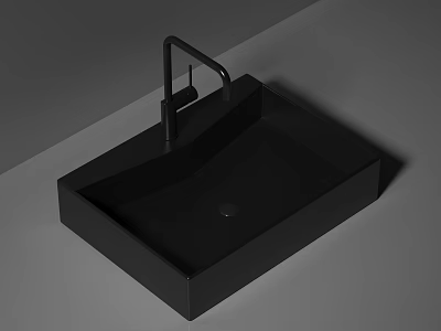 Modern Black Square Kitchen Sink With Sleek Faucet And Minimalist Design 3d model