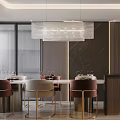 Modern Dining Living Room Interior Design With Chandelier Dining Table Wine Storage Cabinets And Chairs