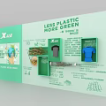 Eco Friendly Background Wall Showcasing Less Plastic More Green Bamboo Fiber Products And Earth Graphic