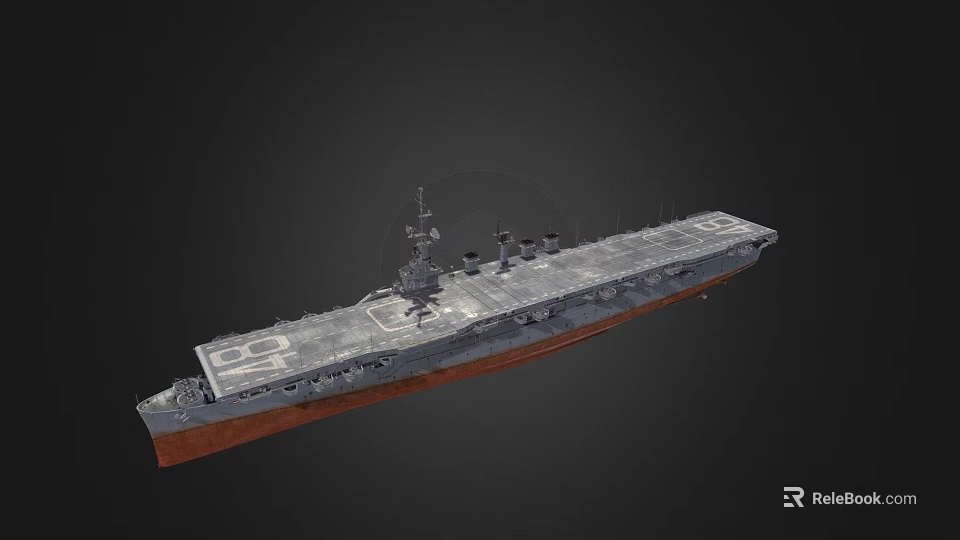 Military Warship Detailed Structure With Long Flight Deck And Multiple Naval Equipment Features 3d model 