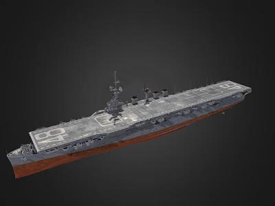 Military Warship Detailed Structure With Long Flight Deck And Multiple Naval Equipment Features 3d model
