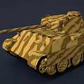 Military Tank With Camouflage Pattern Turret Gun Barrel And Tracks