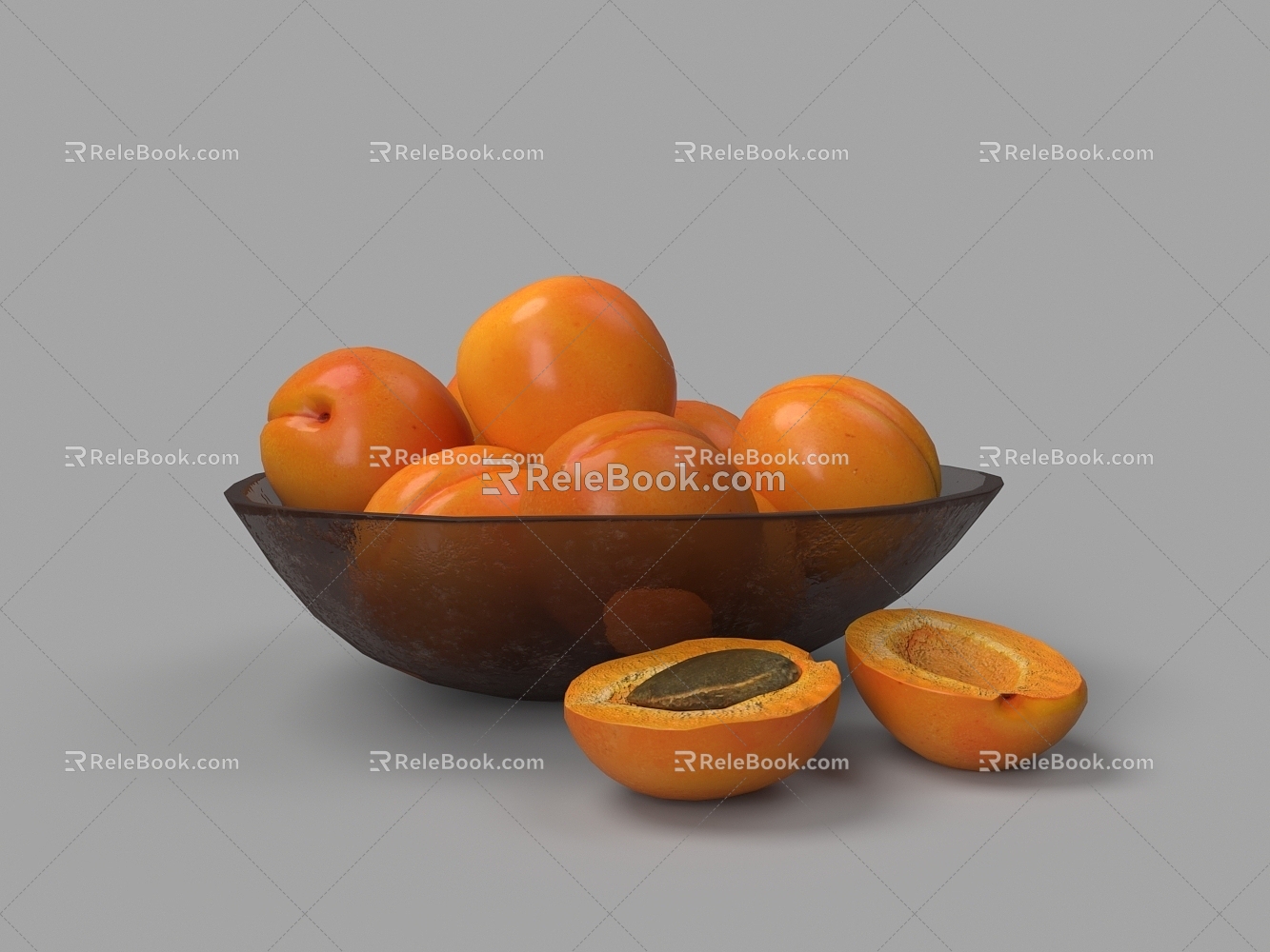 Food suit Apricot Bowl Fruit Plate Ornaments Coffee Table Ornaments 3d model