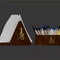 Decorative Brown Storage Boxes With White Tissues Blue White Yellow Decorations And Coaster