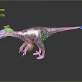 Striped Theropod Dinosaur With Yellow Head Crest And Sharp Claws
