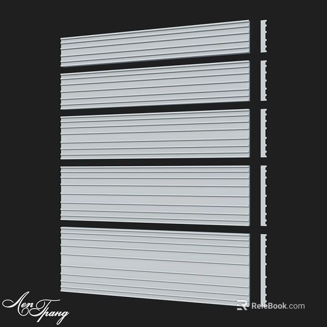 White Slatted Structural Components With Black Frame And Horizontal Design 3d model 