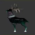 Green And Purple Deer Shaped Ornament With Intricate Antlers White Ring Decorations And Hooves