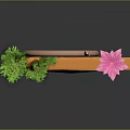 Decorative Ornament Combination With Green Pine Tree Circular Ring And Pink Lotus Flower