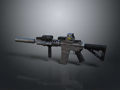 3D Rendered Modern Tactical Rifle With Suppressor Scope And Black Grip 3d model