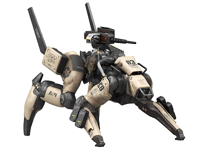 Smart Machine Four Legged Robotic Structure With Mechanical Arms And Sensors 3d model