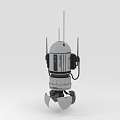 White Futuristic Robot With Antennae Cylindrical Body And Mechanical Legs 3D Render