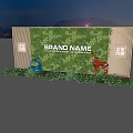 Lush Green Plant Wall with Wooden Stripe Background and Decorative Deer Statues