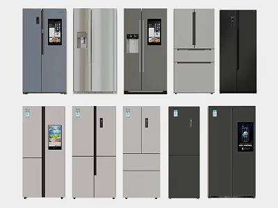 Modern Refrigerators With Different Colors Sleek Designs And Multiple Door Styles 3d model