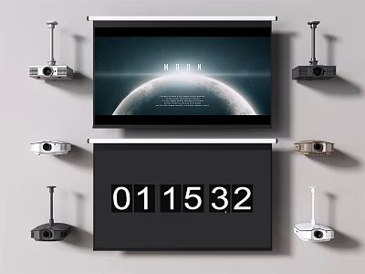 Projection Monitoring System With Multiple Cameras Screen And Digital Time 3d model