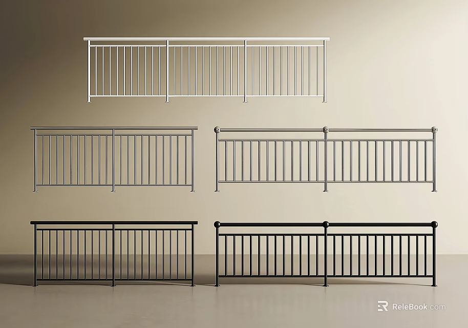 Metal Railings In Black And White Designs For Home And Building Use 3d model 