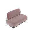Pink Fabric Two Seater Sofa With Modern Design And Black Metal Frame