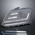 Modern Car Headlight Design With LED Strip And Transparent Lens Housing