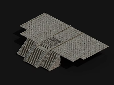 Stone Staircase Design With Geometric Steps And Flat Platform Structure 3d model