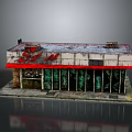 Aged Store Building With Weathered Exterior Red Sign And Green Windows