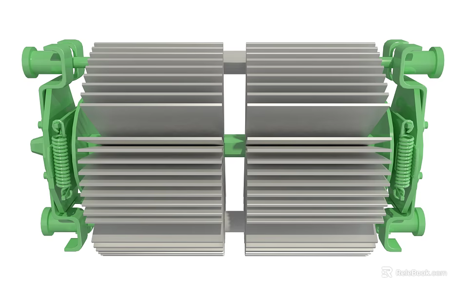 Automotive Parts Green Frame Gray Fins Cooling Component Structure Design 3d model 