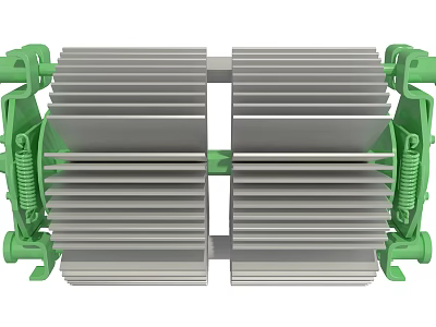 Automotive Parts Green Frame Gray Fins Cooling Component Structure Design 3d model