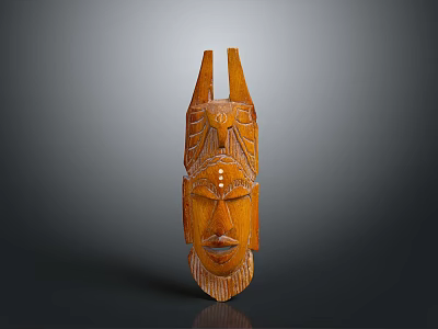 Handcrafted Wooden Mask With Traditional Carved Patterns For Home Decoration And Ethnic Art 3d model