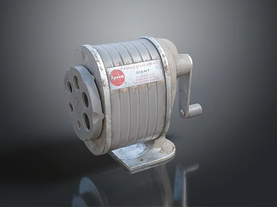 Industrial Electric Motor With Metal Casing Handle Label And Stable Base 3d model