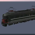 Classic Green Electric Train Locomotive with Red Stripes Pantographs and SY00 Number