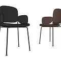 Modern Upholstered Dining Chairs With Armrests And Metal Legs Gray And Brown