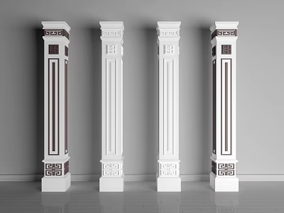 Various Roman Columns With Ornate Carvings And Classic Design Elements 3d model