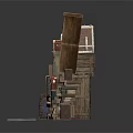 Vintage Scene Decor With Stacked Crates Bookshelf Chair Wooden Planks And Area Rug