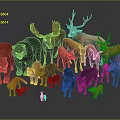 Colorful Wild Animal Figurine Collection With Bears Moose Deer Fox Wolf And Boar
