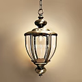 Classic Brass Hanging Chandelier With Clear Glass Shade And Decorative Metal Frame Design