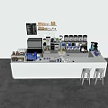 Commercial Coffee Shop Bar Equipment With Coffee Machines Canisters And Cash Register