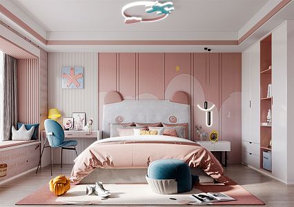 Modern Children's Room Daughter Room Bedroom 3d model