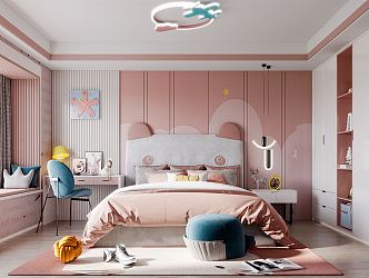 Modern Children's Room Daughter Room Bedroom 3d model