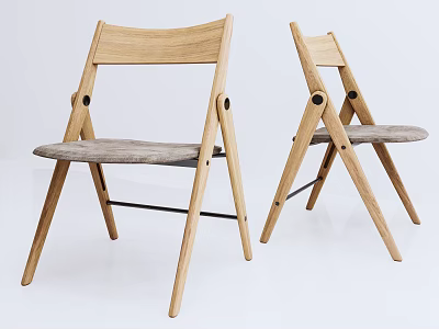 Modern Wooden Leisure Chairs With Gray Padded Seats And Light Wood Frame Design 3d model