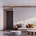 Modern Dining and Living Room Interior With Pendant Light Clock Plant and Leather Chair