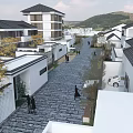 Modern Chinese Style Boutique Hotel Buildings With Traditional Roofs And Courtyards